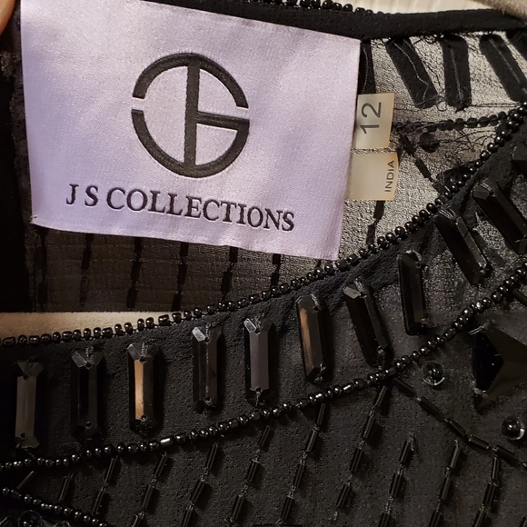 New JS modest black short sleeve maxi beaded dress - Picture 3 of 7